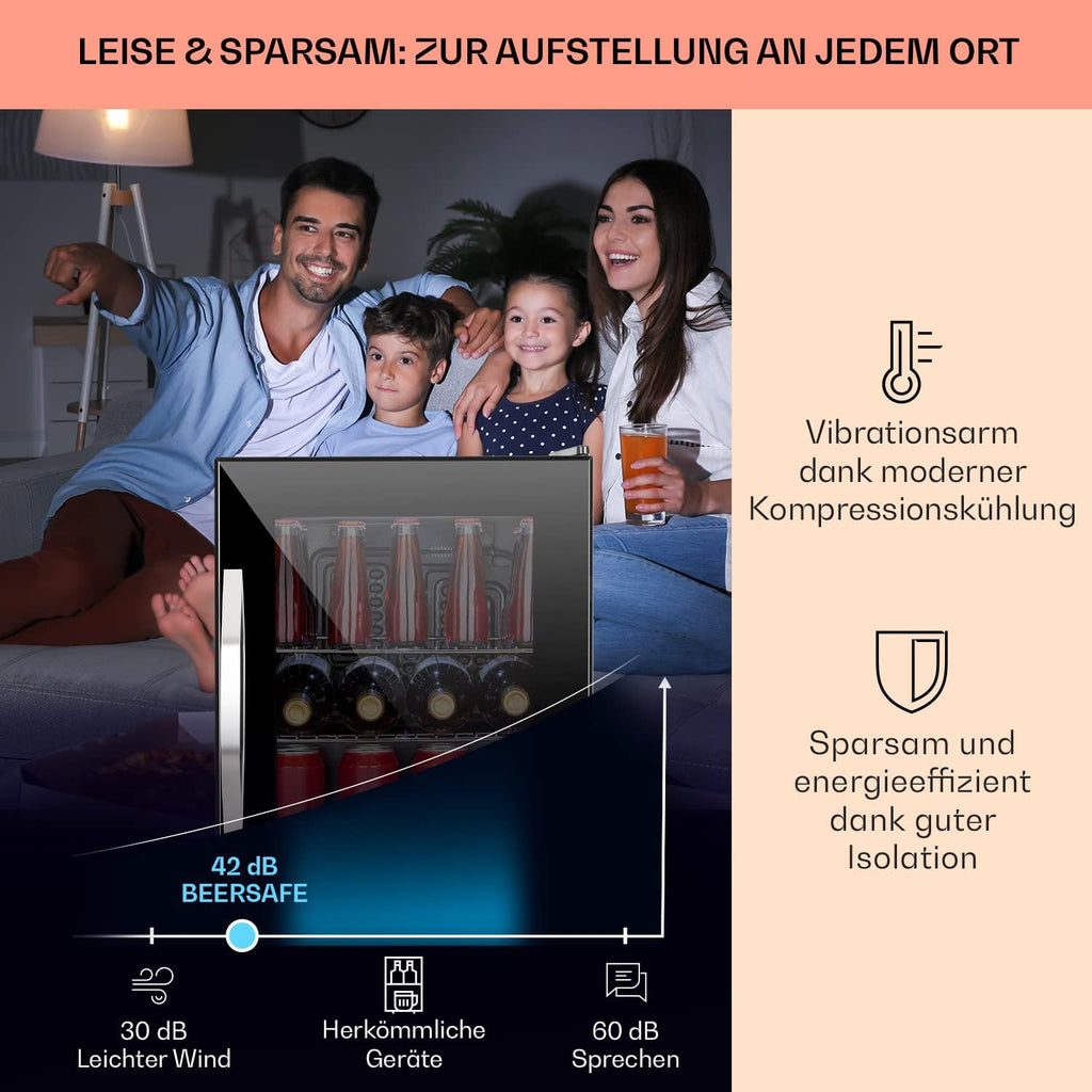 Mini Kühlschrank mit Glastür, 33 Liter, verstellbare Ablagen, leise, für Innen und Außen, ideal für Zimmer und Getränke