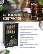 Mini-Kühlschrank 88 L GPC1088, 1.052 kWh/24h, 3 Edelstahl-Drahtböden, schwarz