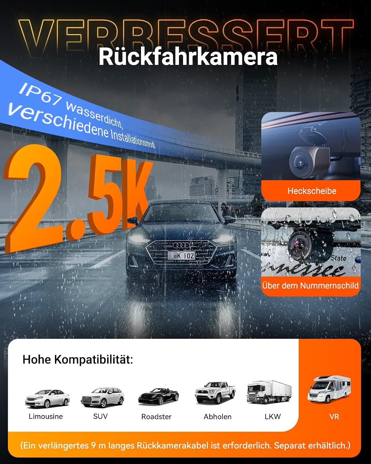 N4S 3-Kanal Dashcam 2.7K+2.5K+1440P Vorne Hinten Innen, STARVIS 2 HDR Nachtsicht, 5GHz WLAN GPS, 24h Parküberwachung G-Sensor, Max 1TB, CPL optional
