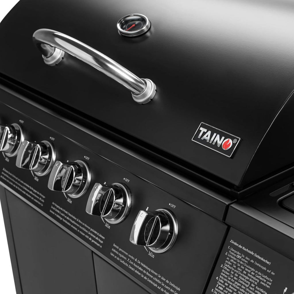 BASIC BBQ Gasgrill Grillwagen mit Edelstahl-Brenner + Seitenkocher, 6+1 Burner