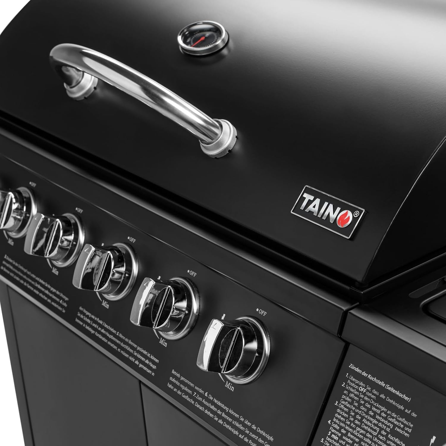 BASIC BBQ Gasgrill Grillwagen mit Edelstahl-Brenner + Seitenkocher, 6+1 Burner