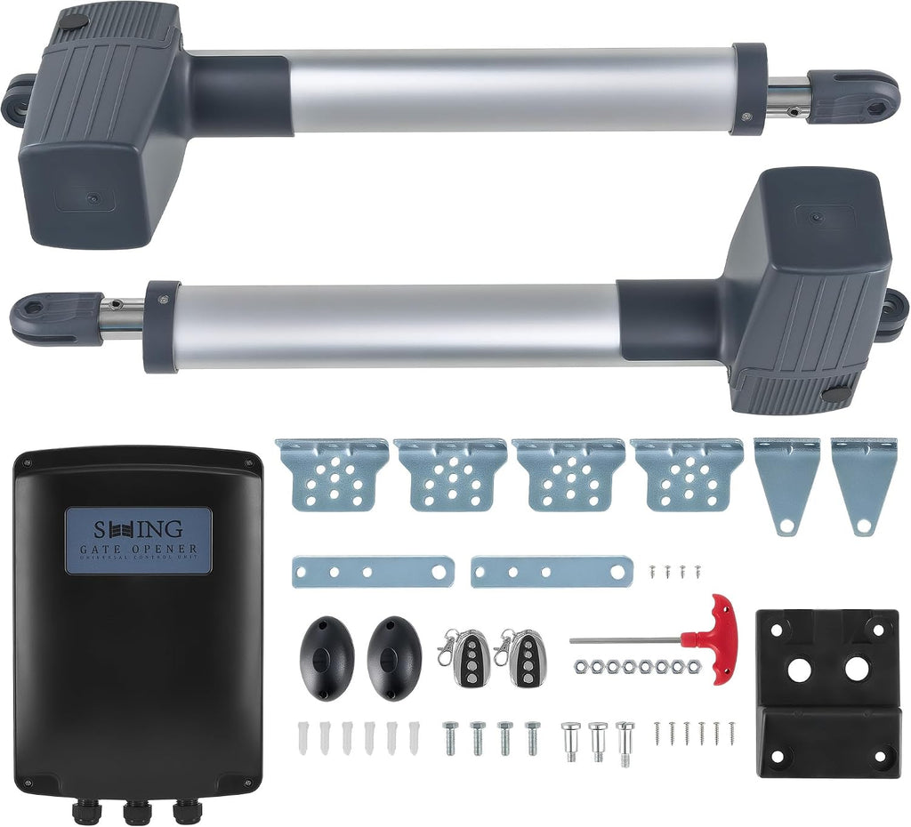 Automatischer Flügeltorantrieb-Set für Doppelflügel, max. 2,5m/300kg pro Flügel, mit 2 Fernbedienungen, Arm Swing Gate Opener (80Wx2)