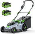 Akku-Rasenmäher 40V(2X20V), 43cm Schnittbreite, Brushless, bis 500 m², Mulch-Kit, 50L Fangkorb, 6 Schnitthöhen (25-75mm), 2x 4,0Ah Akkus+Ladegerät