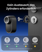 Smart Lock Ultra, 3D-Gesichtserkennung + Fingerabdruck, Nachrüstung ohne Zylindertausch, Öffnung per Gesicht/Fingerprint/Code/Alexa/WLAN/Matter