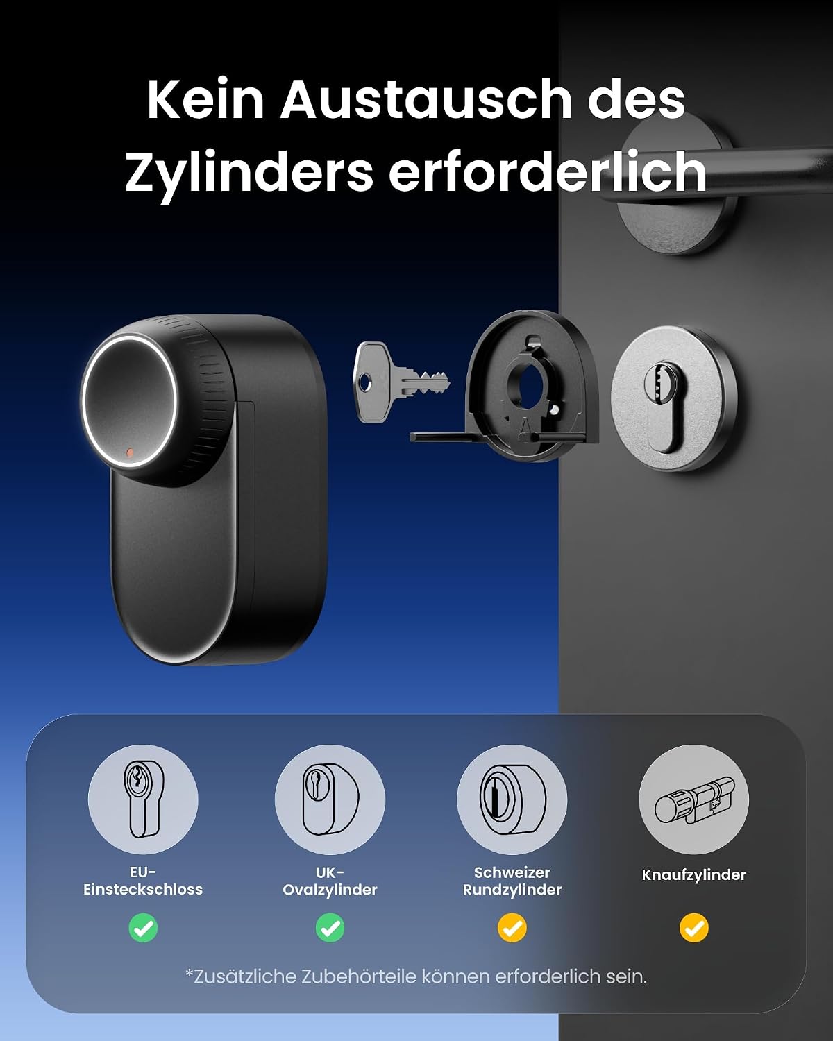 Smart Lock Ultra, 3D-Gesichtserkennung + Fingerabdruck, Nachrüstung ohne Zylindertausch, Öffnung per Gesicht/Fingerprint/Code/Alexa/WLAN/Matter
