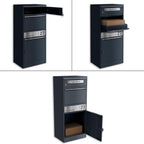 Paketbox Briefkasten mit großem Paketfach, Anthrazit, personalisiert, Standbriefkasten für draußen, rostfrei und massiv, mit Gravur, Bispo 2