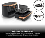 FlexDrawer Dual-Zone Heißluftfritteuse, 10,4L, herausnehmb. Trenner, Antihaft, spülmaschinenfest, 7-in-1, schwarz/kupfer, AF500EUCP