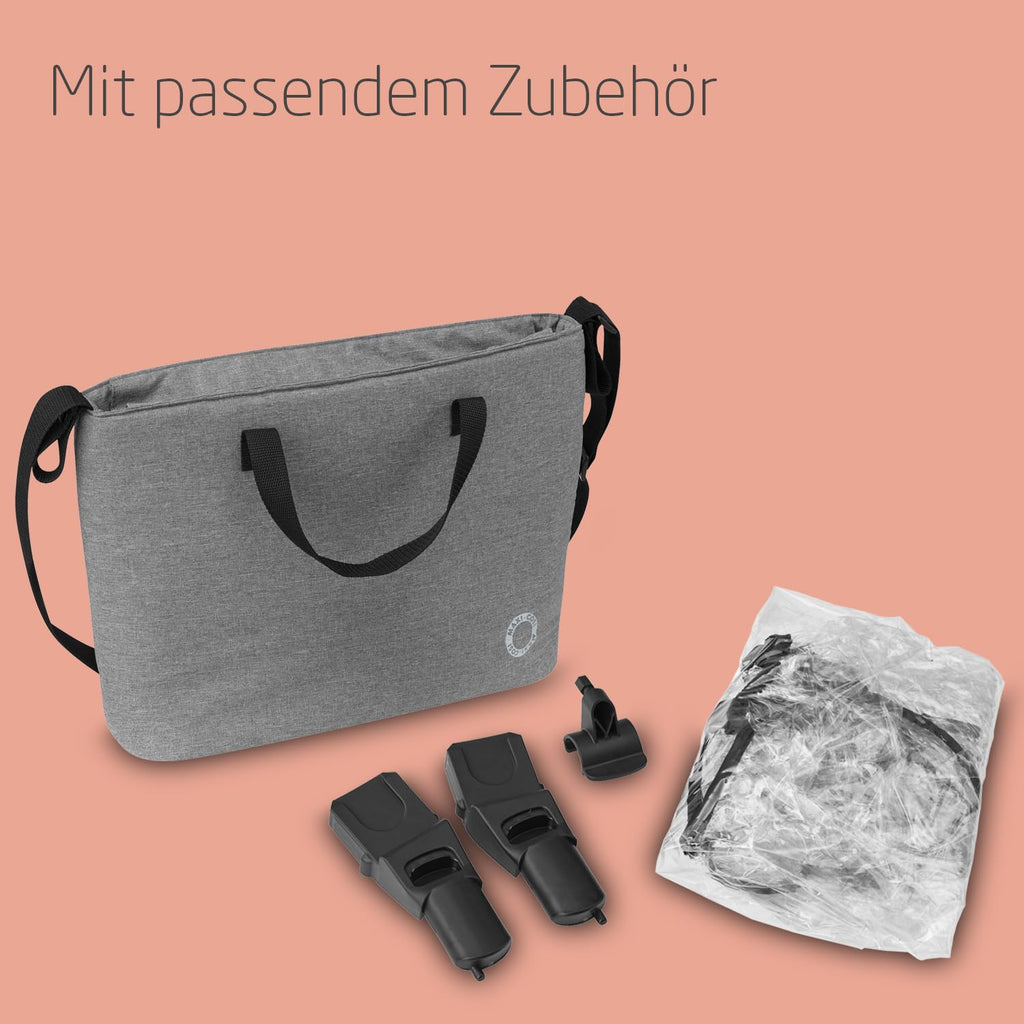 Zelia S Trio Kinderwagen 3in1 Komplettset, 0-4 Jahre, 22 kg, klappbar, kompakt, mit CabrioFix S i-Size + Wickeltasche, grau