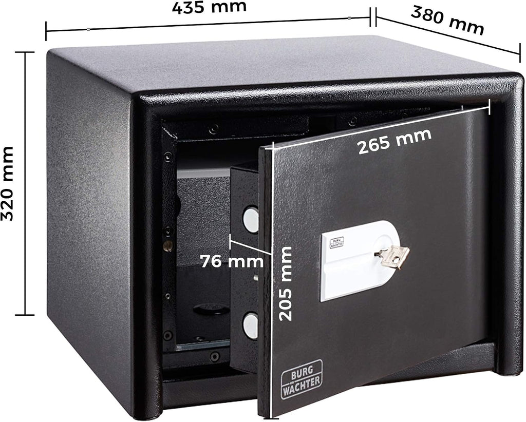 Möbeltresor mit Schlüssel, Combi-Line CL 410 K, S2 Sicherheitsstufe, LFS 30 P Feuerschutz, VdS-geprüft, 15 l, 44 kg, Schwarz