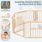 Sicherer & Stabiler faltbarer Holz-Laufstall mit fröhlichem Krabbelbereich für Babys & Kleinkinder (1-3 Jahre) - 214x141x61 cm, nachhaltig