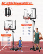 Outdoor Basketballkorb, 145-305cm EIN-Knopf-Schnellverstellung, 110x75cm Rückwand, mit Gewichtssack, für Kinder, Jugendliche & Erwachsene