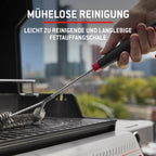 E-310 Gasgrill, 3-Brenner, Snap-Jet Zündung, 51x46cm Grillfläche, robuste Räder, Warmhalterost, Works Seitenablagen kompatibel, Schwarz/Silber