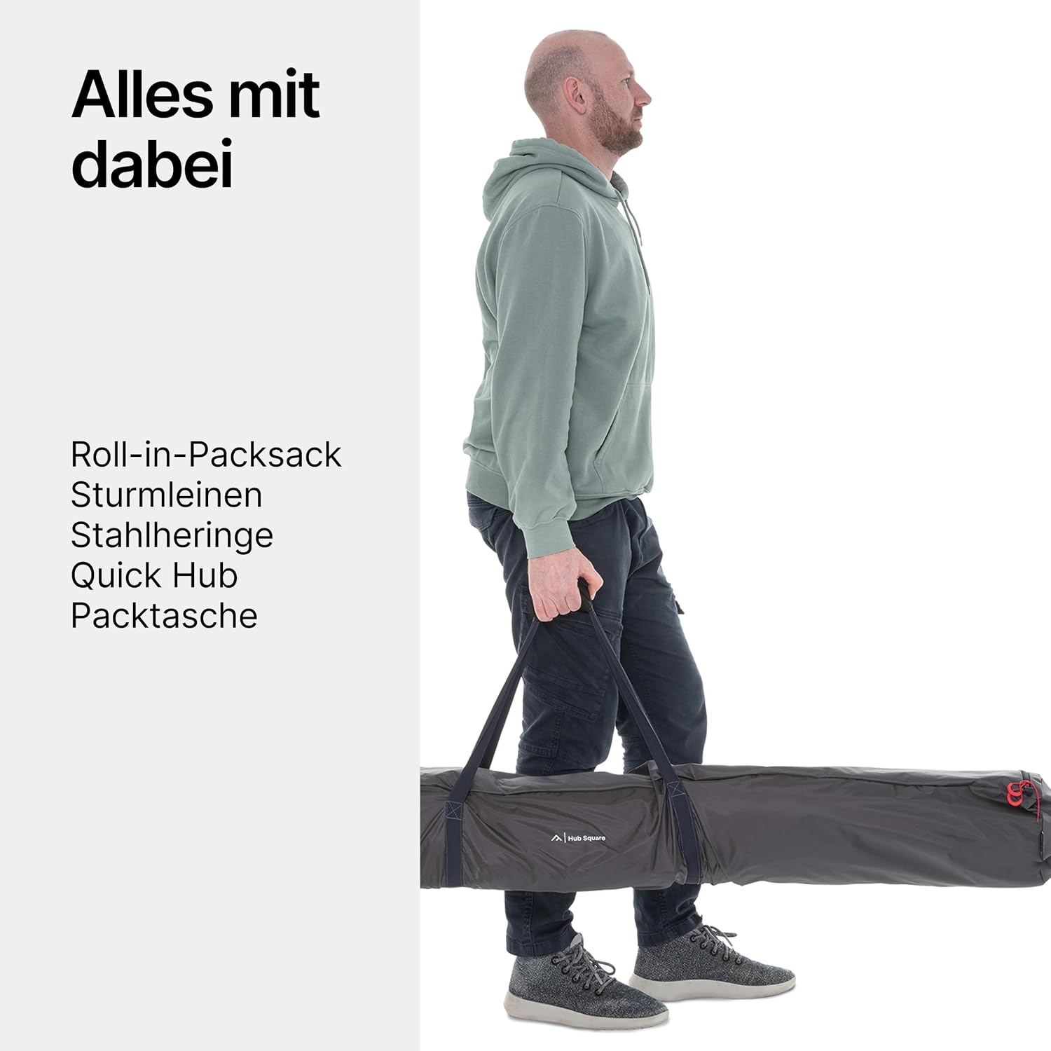 Faltbarer Pop Up Pavillon 2x2m mit Schnellaufbau & UV-Schutz - wasserabweisender Camping Pavillon mit Sturmleinen & robusten Stahlheringen