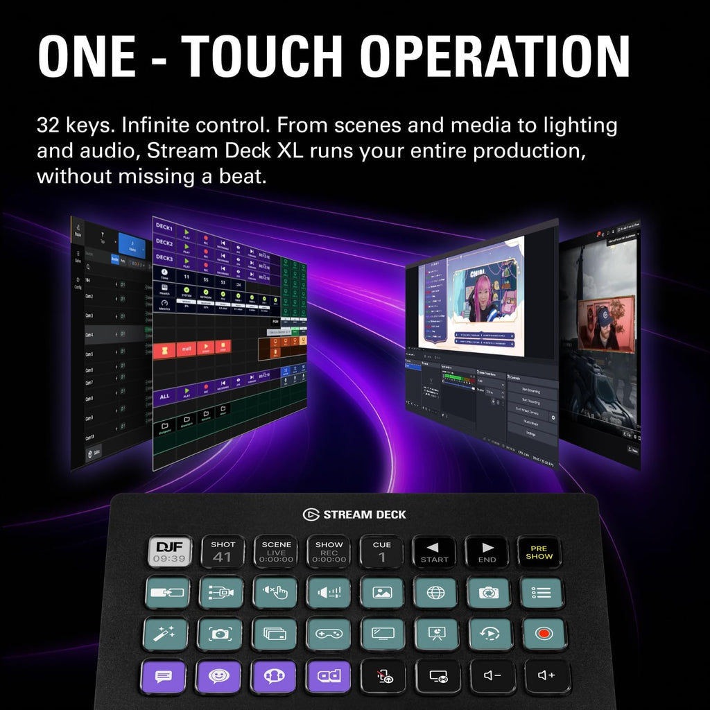 Stream Deck XL – Erweiterter Studio-Controller mit 32 Makrotasten, steuert Aktionen in Apps, für Mac & PC