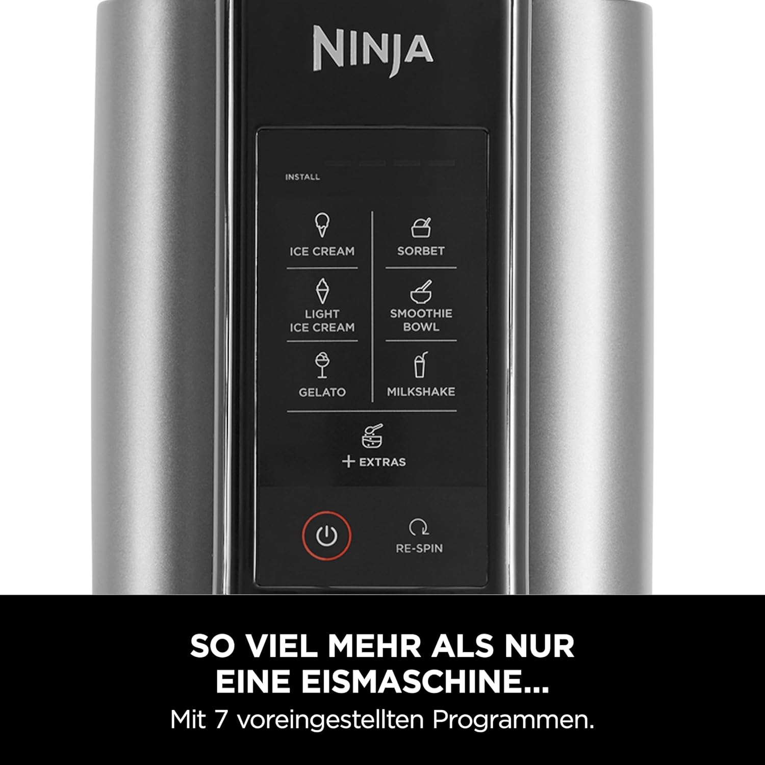 CREAMi Eis- & Dessertmaschine mit 2 Behältern, 7 Programmen: Eis, Gelato, Sorbet, Smoothie-Bowls, Milchshakes u.v.m., 1,4L, Schwarz/Silber, NC302EU