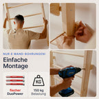 Sprossenwand für Erwachsene und Kinder mit Klimmzugstange & Dip Extension - Kletterwand fürs Kinderzimmer