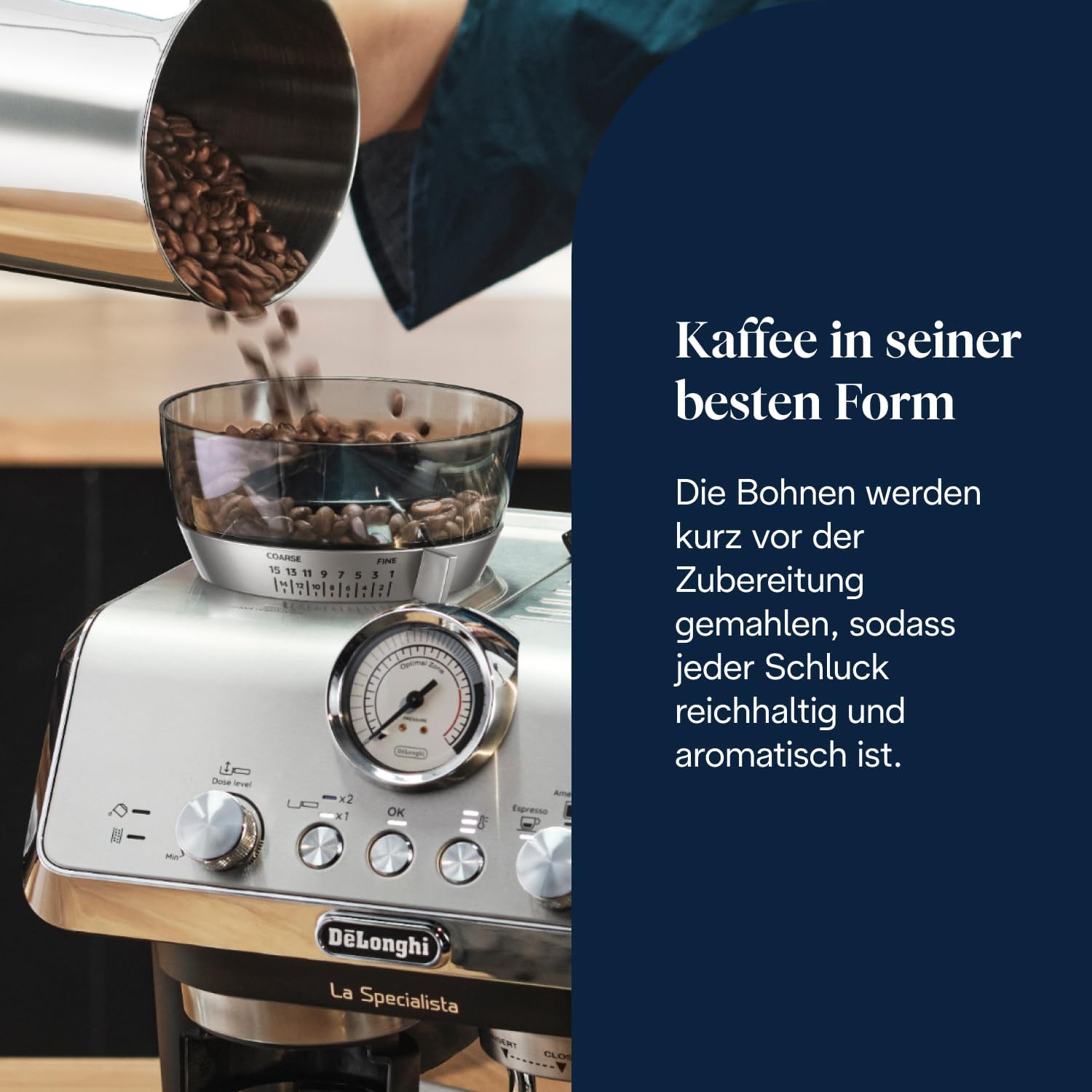 La Specialista Arte EC9155.MB, Mahlwerk, 8 Stufen, 15 Bar, 3 Temp., Milchschaumdüse, 1550W, 1,7L, Edelstahl/schwarz, inkl. Kit