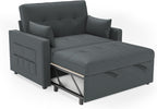Schlafsofa 186x122cm mit 5-stufig verstellbarer Rückenlehne, 3-in-1 Schlafcouch mit Kissen & Seitentasche, graues Leinen für Gästezimmer & kleine Räume