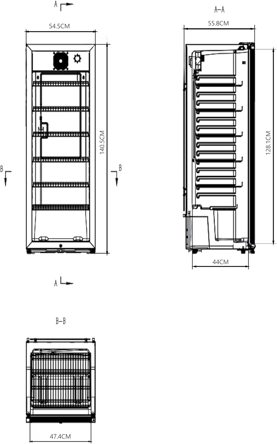 Getränkekühlschrank GSC4240B, 237 L, 110 W, 6 verstellbaren Einlegeböden, LED-Innenbeleuchtung, schwarz
