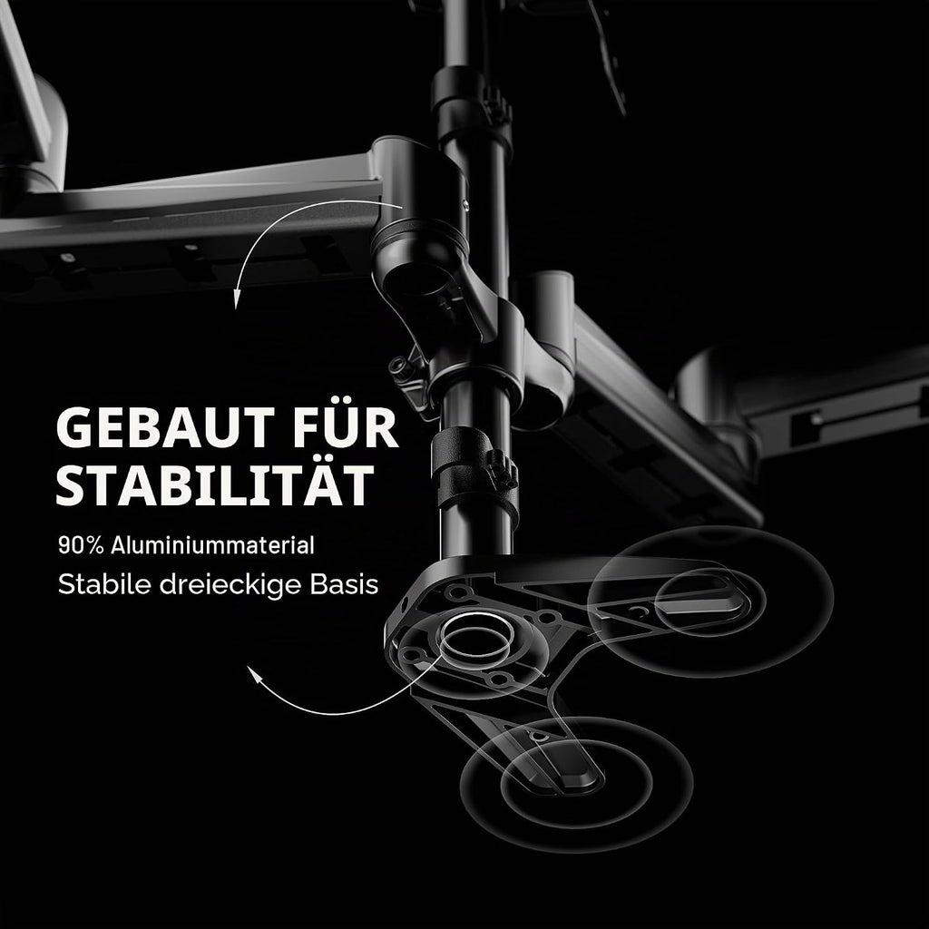 Monitorhalterung 3 Monitore für 17-32 Zoll, höhenverstellbar, bis 8 kg pro Arm, Schwarz Gaming