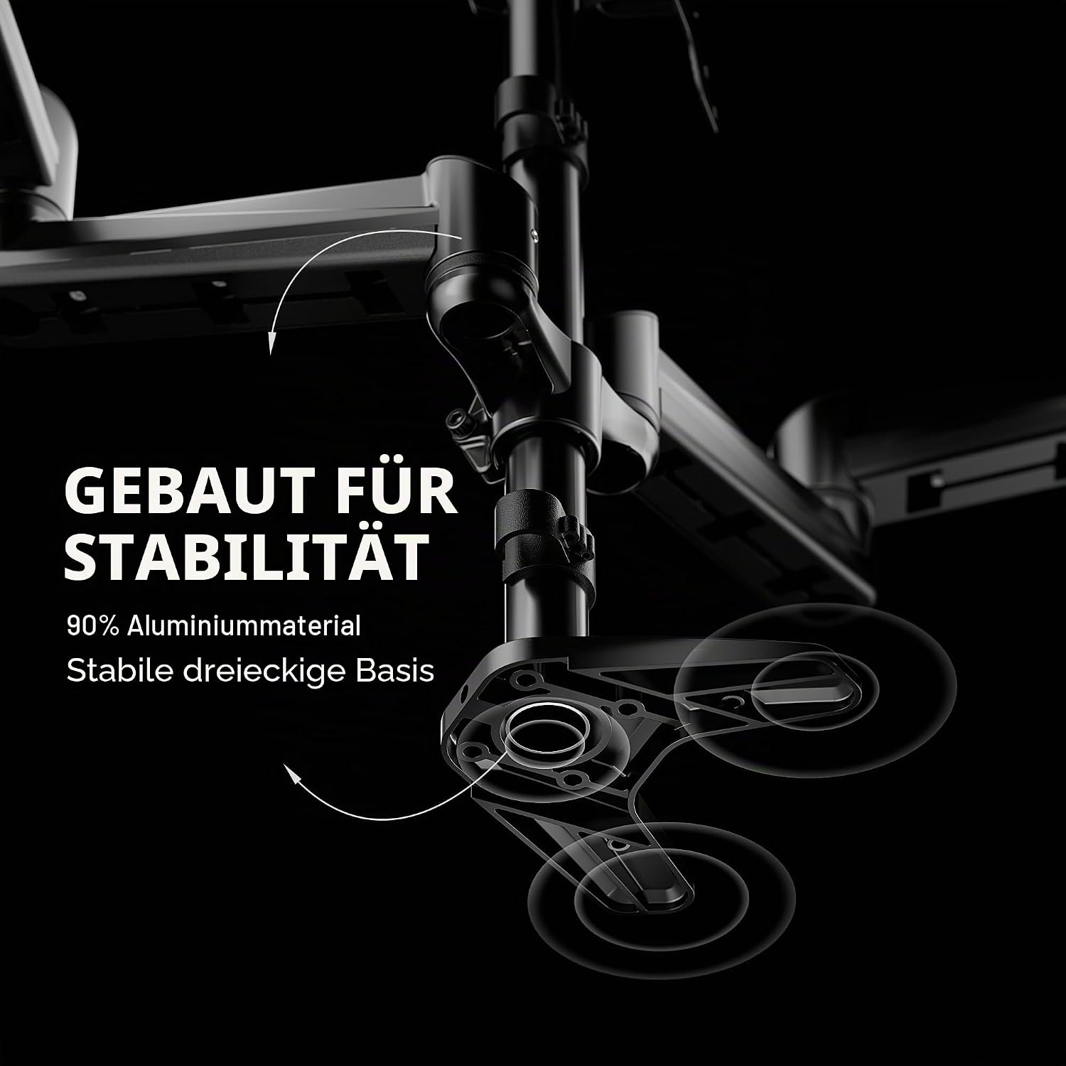 Monitorhalterung 3 Monitore für 17-32 Zoll, höhenverstellbar, bis 8 kg pro Arm, Schwarz Gaming