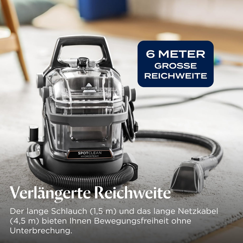 SpotClean HydroSteam Polster- und Teppichreiniger mit HydroSteam Dampf- & Nasssauger, 1000W Motor, für Teppiche, Polster, Auto, Modell 3689N