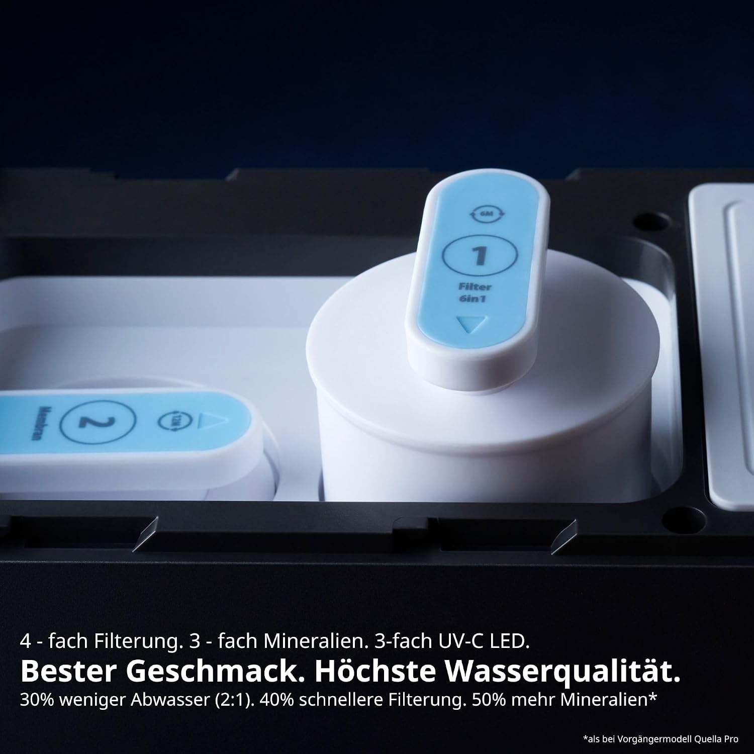 Fusion Air Auftisch-Osmoseanlage, ohne Installation, Heißwasserspender, Filterung + Mineralien, 3x UV-C LED, Abwasser 2:1, TÜV-zertifiziert