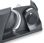 Klappbarer Allesschneider MT1006 - Vollmetall, Wellenschliffmesser 170 mm, Schnittstärke 0-15 mm, Energiesparmotor 170W, Kompakt, Eisenglimmergrau
