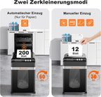 Automatischer 200-Blatt-Einzug Aktenvernichter, 60 Min Dauerbetrieb, DIN P-4 Mikroschnitt, 31L Behälter, leise 58 dB, energiesparend, C283