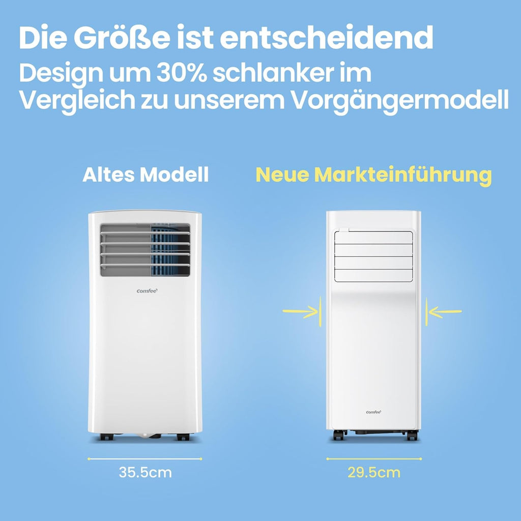 Breezy Cool Pro 2.6 Klimagerät, 9000 BTU, 2,6kW, Kühlen/Ventilieren/Entfeuchten, App, bis 88m³ (33m²), Abluftschlauch, Energie A