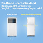 Breezy Cool Pro 2.6 Klimagerät, 9000 BTU, 2,6kW, Kühlen/Ventilieren/Entfeuchten, App, bis 88m³ (33m²), Abluftschlauch, Energie A