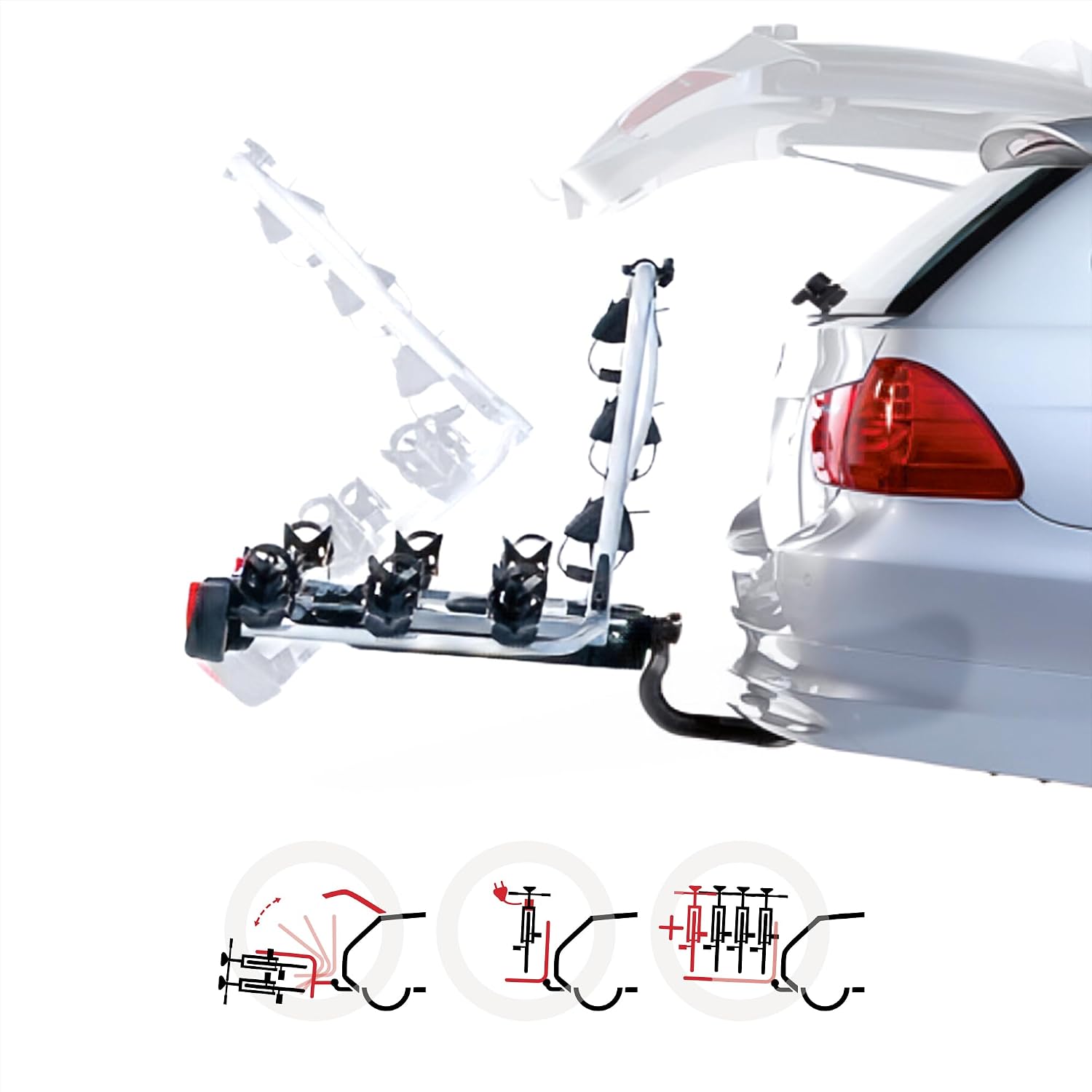022685 Fahrradträger Strada Sport 3, Kupplungsträger, für 3 Fahrräder, silber