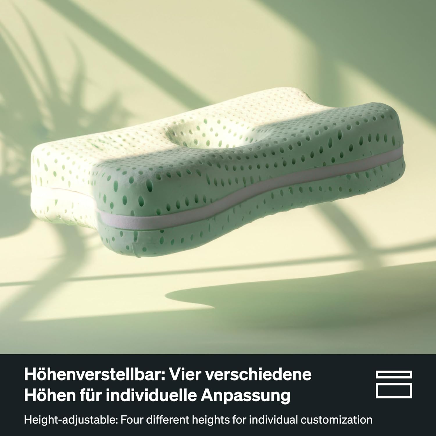 Recovery Pillow Plus (60x40 cm) – höhenverstellb. Nackenkissen, Memory Foam (6–13 cm), für Seiten-/Rücken-/Bauchschläfer, Made in Germany