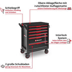 Leerer Werkstattwagen mit 6 Schubladen, Interlock-System, kugelgelagerten Führungsschienen, 135 kg Tragfähigkeit, Feststellrollen