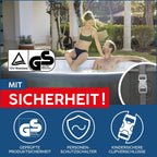 Lay-Z-Spa Mauritius XXL-Whirlpool für 7 Personen, 270x180x71 cm, 180 AirJet-Düsen, Heizung bis 40°C, App-Steuerung, Holz-Optik Basaltgrau, 1.370 L