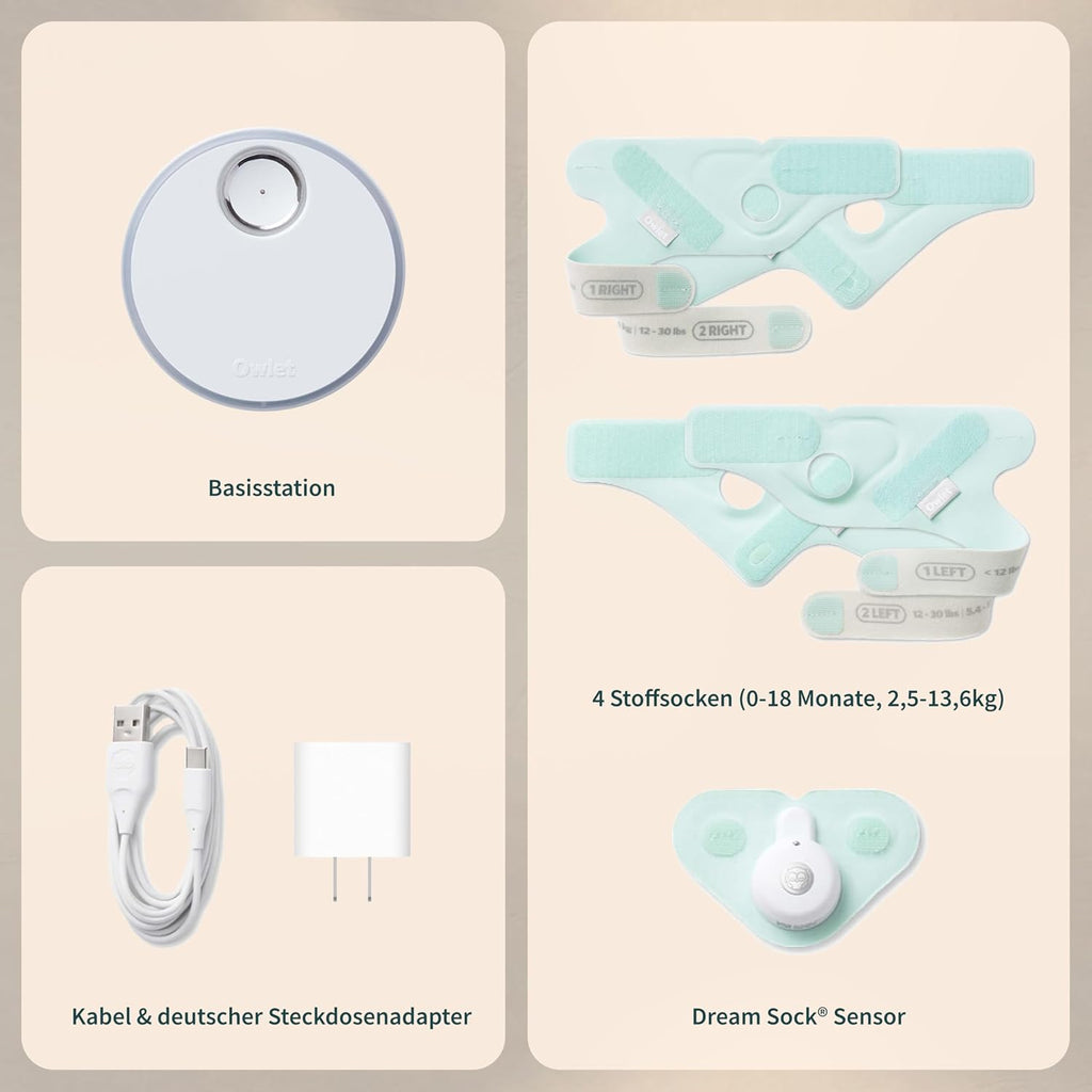 Dream Sock – Smarte Babyüberwachung mit App | Sensorbasiertes Babyphone-System mit Schlaftracking & Benachrichtigungen | 0–18 Monate | Mint
