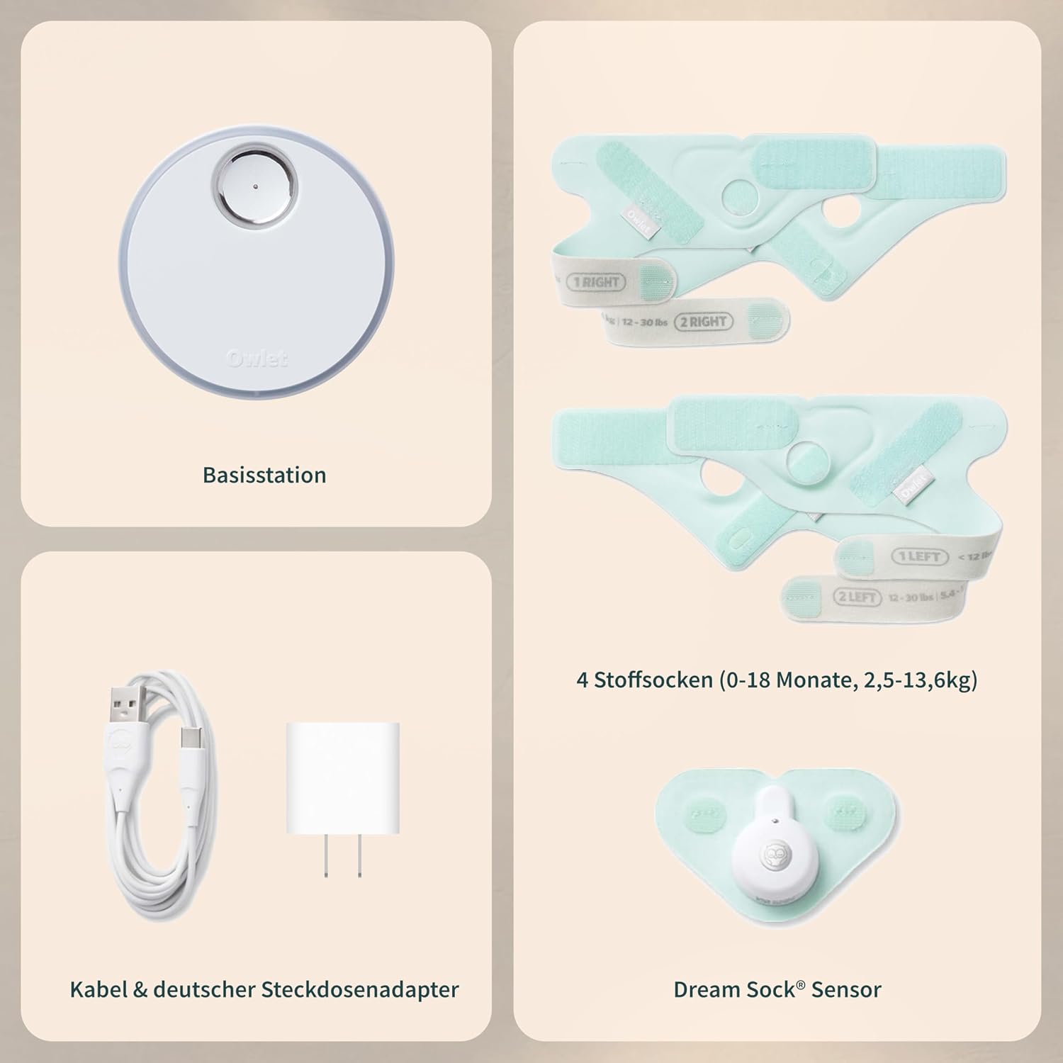 Dream Sock – Smarte Babyüberwachung mit App | Sensorbasiertes Babyphone-System mit Schlaftracking & Benachrichtigungen | 0–18 Monate | Mint