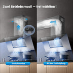 90 cm Dunstabzugshaube, 867m³/h Luftstrom, Kopffrei, Umluft & Abluft, Touchscreen, Gestensteuerung, 4 Geschwindigkeiten, 68dB, LED, ANGJ72B-90PRO-EU