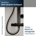 Ceratherm Alu+ Duschsystem, 100% recyceltes Aluminium, Wassersparende Brause, variable Strahlarten, Verbrühschutz, Schwarz Matt (356x501x1113 mm)