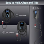 Smart EV Ladegerät Typ 2 Wallbox, 11kW, 16A, 400V, APP, WLAN, Bluetooth, CE&TÜV, 7m Kabel, Halter, CEE 3-Phasen Stecker, für EVs & PHEV, Schwarz