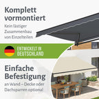Manuelle Gelenkarmmarkise Sonnenschutz Alu/Polyester komplett vormontiert, Anthrazit, 300x250