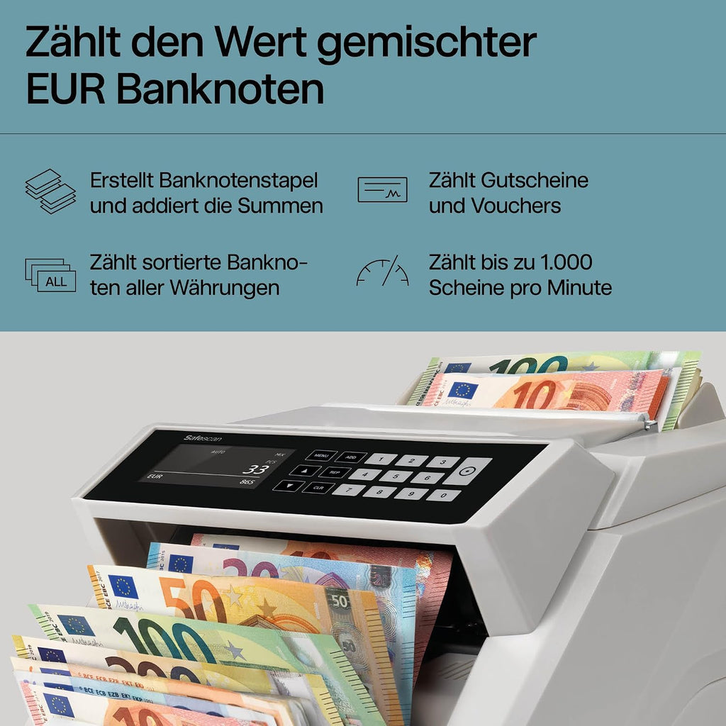 2465-S Geldzählmaschine, Wertzählung für gemischte Banknoten, 7-fache Echtheitsprüfung, zählt sortierte Banknoten aller Währungen