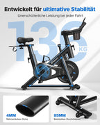 Leises Heimtrainer-Fahrrad, verstellbarer Widerstand, LED-Monitor, Tablet-Halter, Indoor-Cycling, für Cardio, eigene App, bis 136 kg