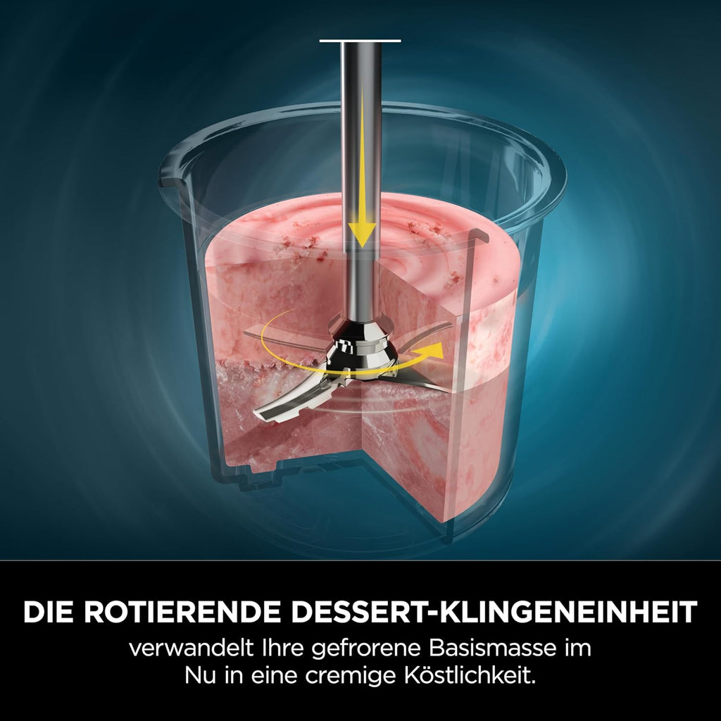 CREAMi Eis- & Dessertmaschine mit 2 Behältern, 7 Programmen: Eis, Gelato, Sorbet, Smoothie-Bowls, Milchshakes u.v.m., 1,4L, Schwarz/Silber, NC302EU