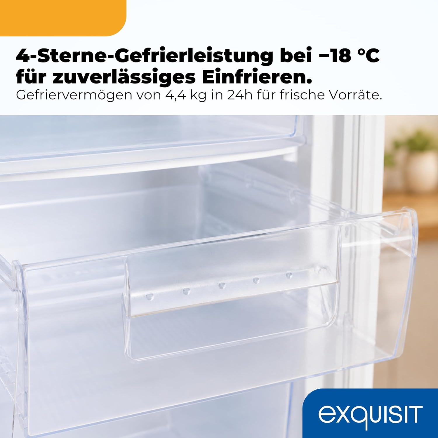 Gefrierschrank 91L Energieeffizienzklasse E 40 dB(A) kompakt 4-Sterne-Gefrieren manuelle Temperaturregelung wechselbarer Türanschlag GS512-040E weiss