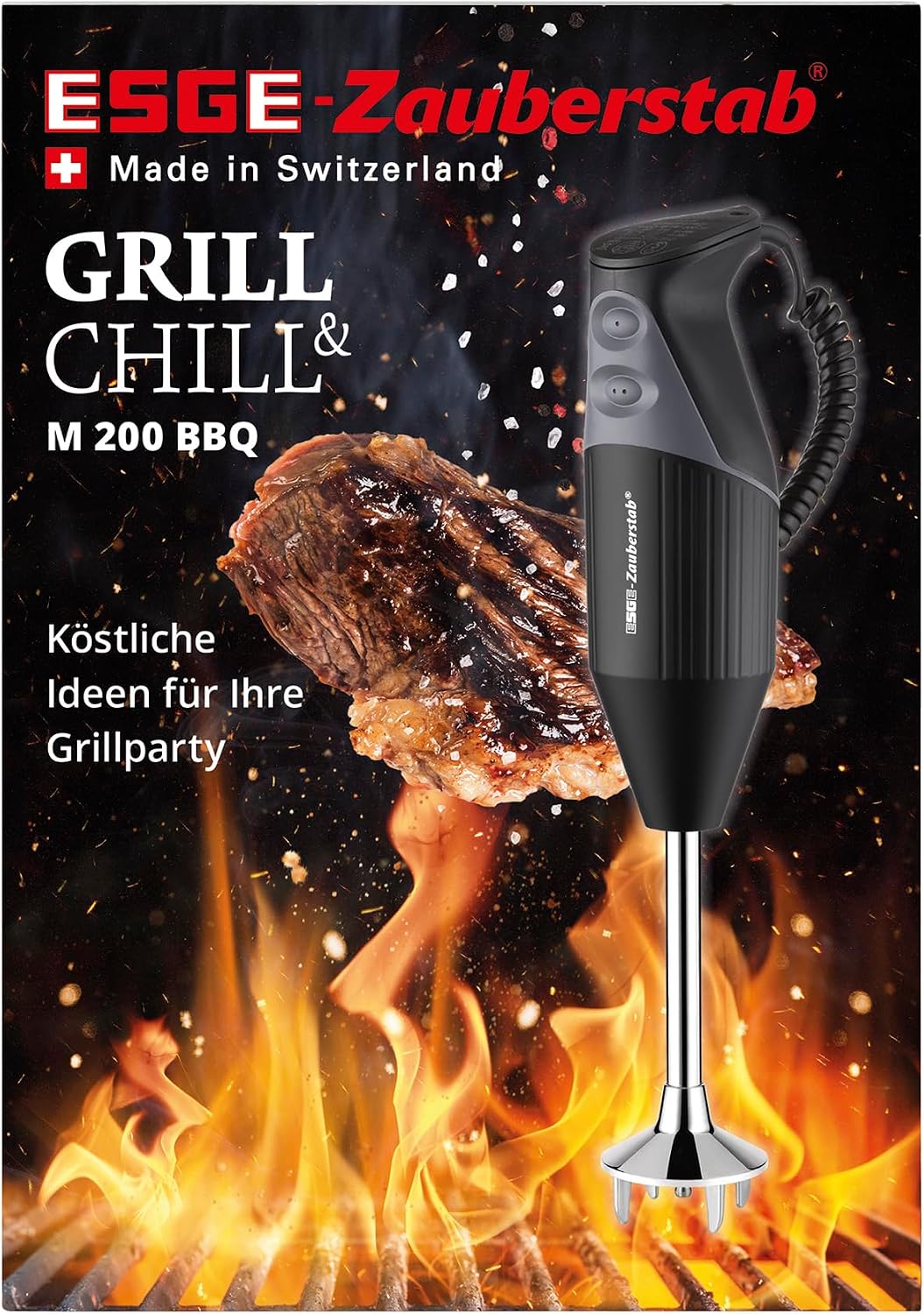 Zauberstab 98215 M 200 BBQ, Stabmixer, 2 Stufen bis 17.000 U/Min, ergonom. Griff, robuster Motor, inkl. Zubehör, 200W, Schweiz