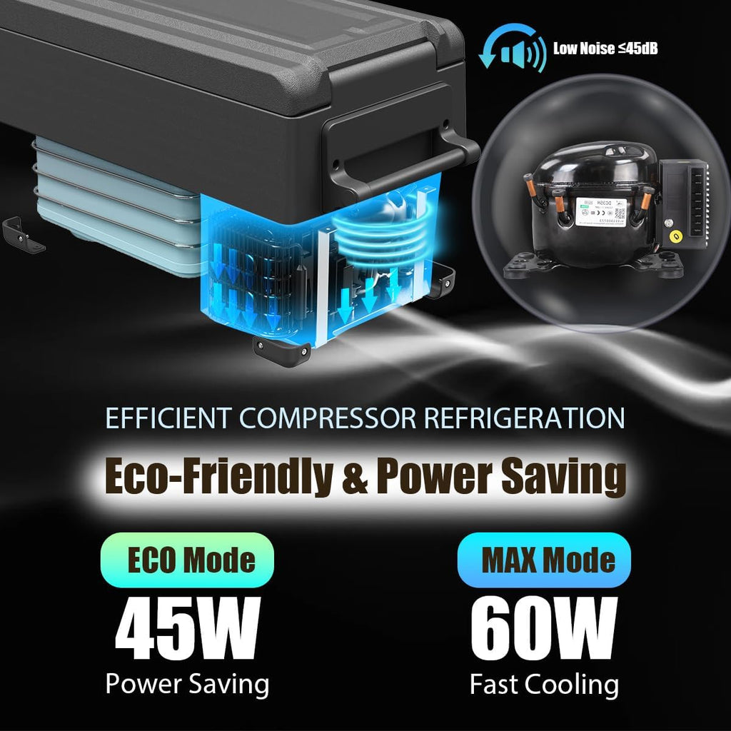 NCF55 50L Kompressor Kühlbox 12V tragbarer Mini-Kühlschrank Gefrierbox für Auto, Camping, Lkw, Boot, -20℃~20℃ Schwarz