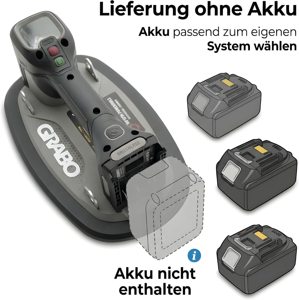 Brushless-Akku-Saugheber 120kg, Markenakku-kompatibel, Auto-Nachsaugung, Display, für Glas/Stein/Fliesen, ohne Akku (GPB-MA)