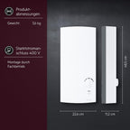 DDLE Basis 18/21/24 kW, elektron. Durchlauferhitzer, umschaltbar, 4 Symbole für Temperatur, 400V Festanschluss, VDE-geprüft, 222390