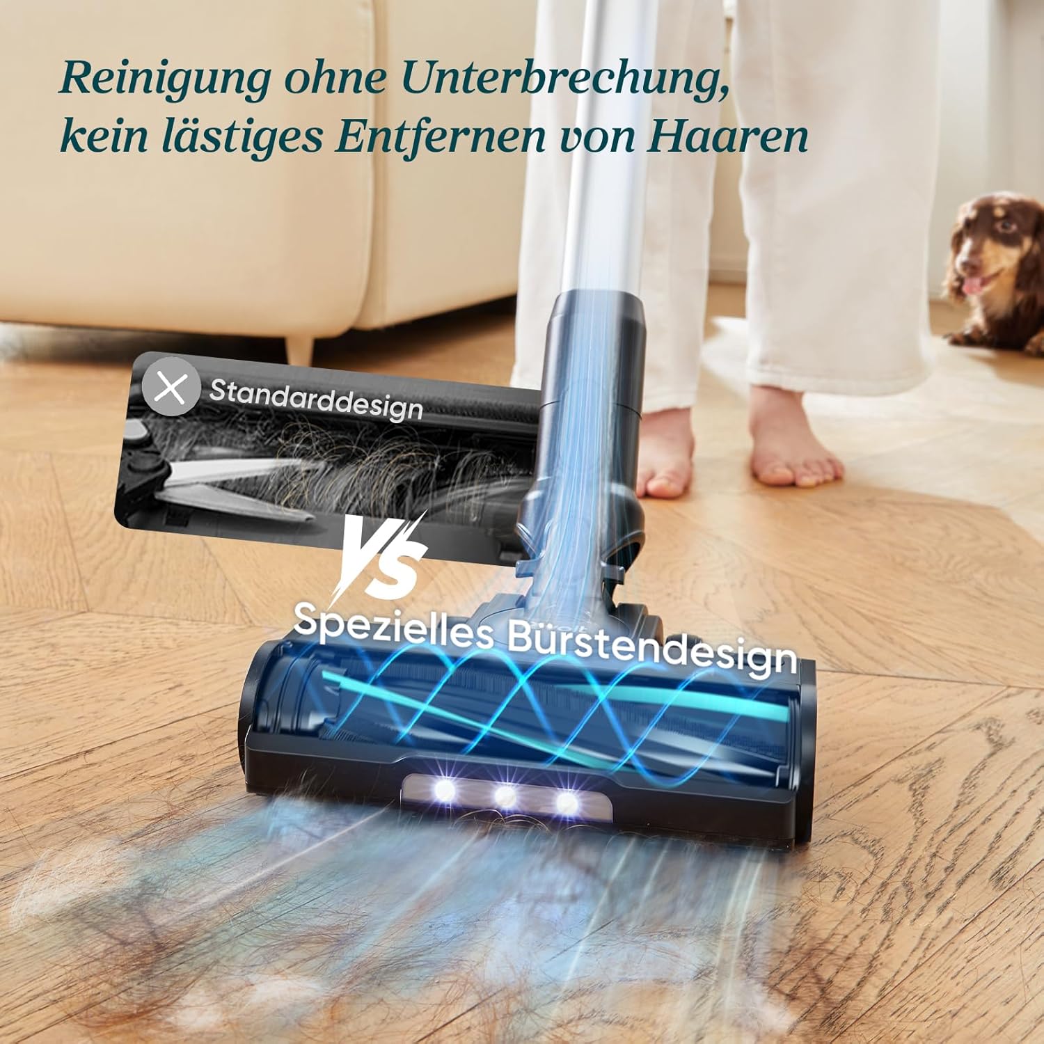Kabelloser Staubsauger, 100㎡ Laufzeit, 99,99% HEPA-Filter, Selbststehend, Anti Tangle, für Tierhaare/Teppich/Hartböden/Auto - LVAC-200 MAX